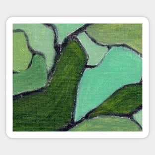 Abstract Oil Painting 2c41 Fern Olive Seafoam Green Sticker